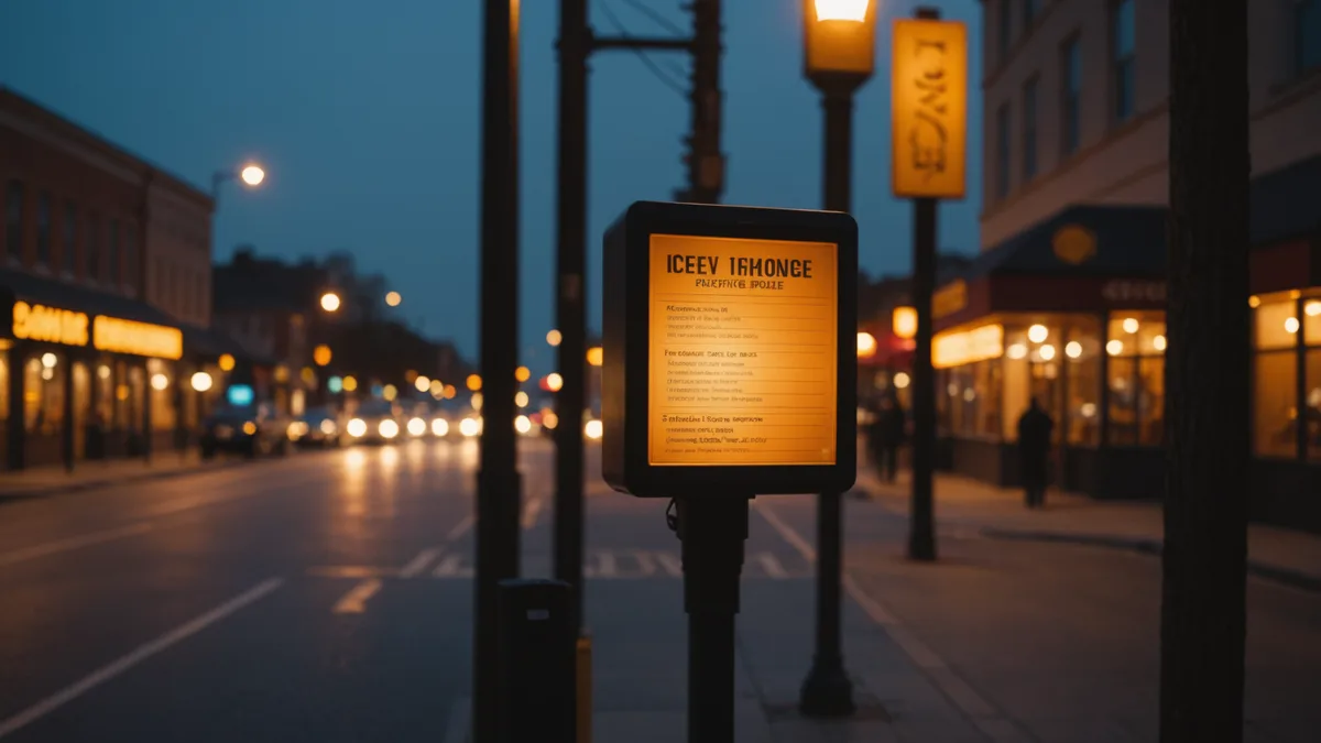 Drive-thru speaker at night with warm light